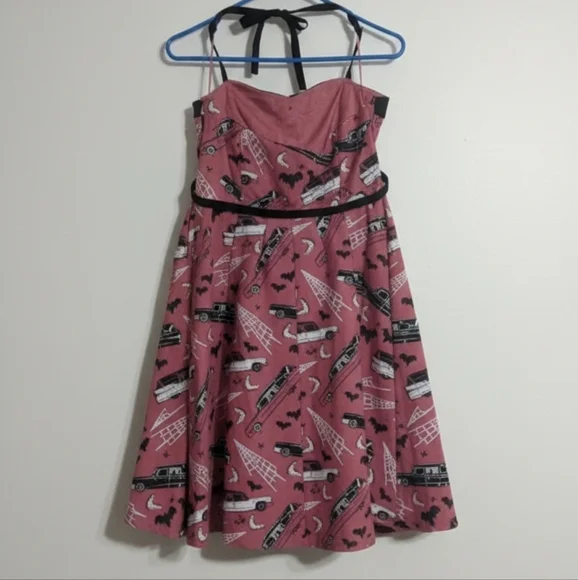 ​🖤 RARE Sourpuss Pink Death Cab Halter Swing Dress | Size Large | EUC - Picture 2 of 4